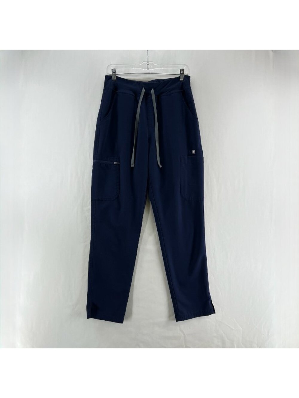 FIGS Yola High Rise Slim Scrub Pants Women M Cargo FIONx Stretch Drawstring Blue